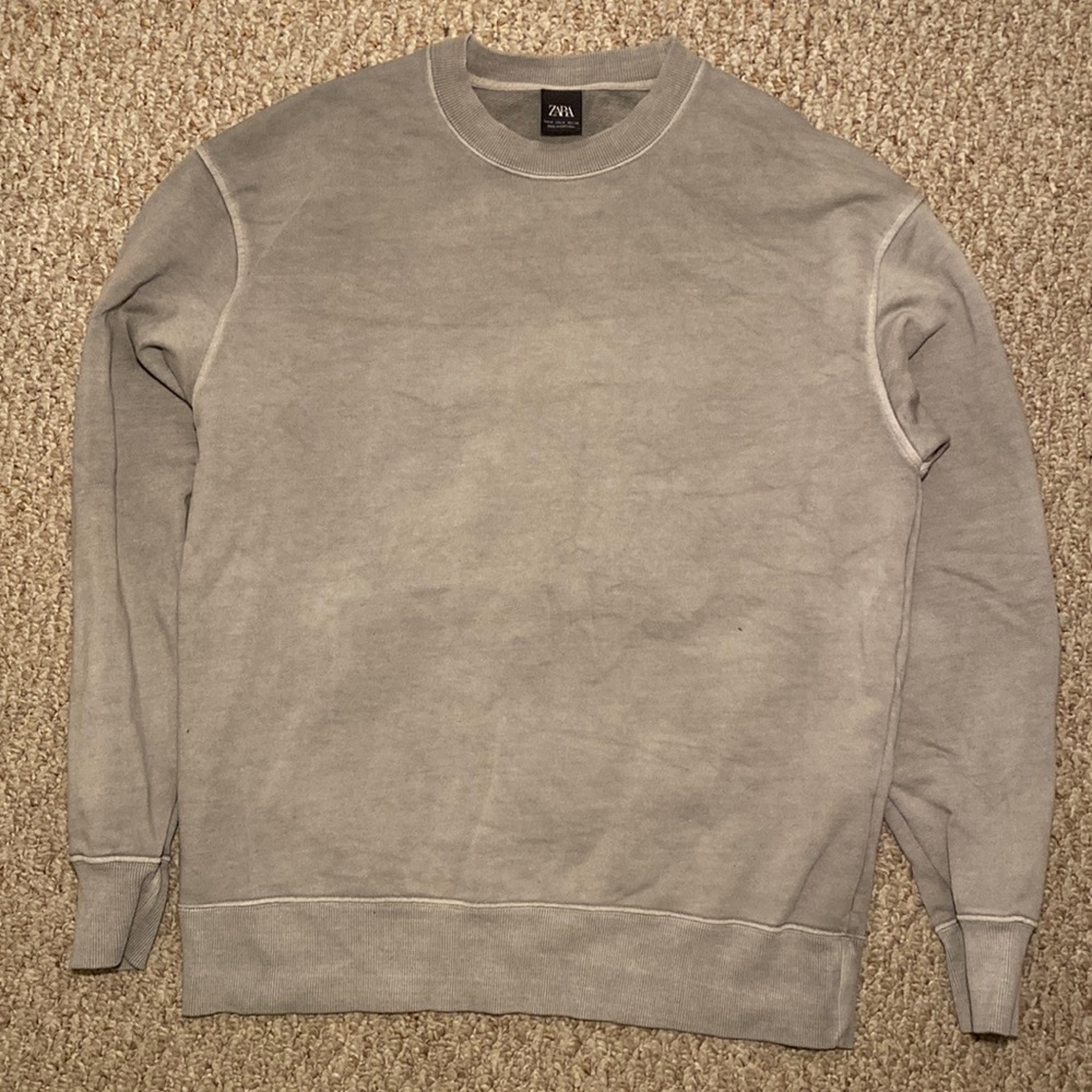 Zara Mens Acid Wash Sweatshirt Grey
